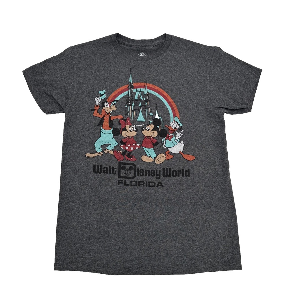 Walt Disney World T-Shirt Size Small Grey Mickey Minnie Goofy Donald Florida Y2K